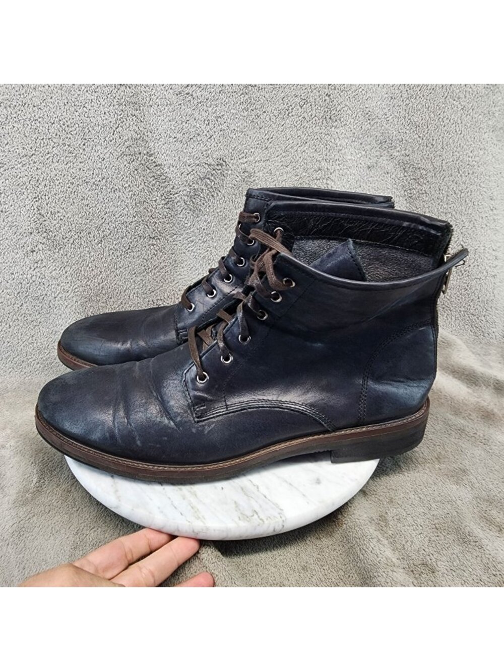 Bacco Bucci Shoes Mens Size 13 Studio Black Leather Lace Up Boots *Read*